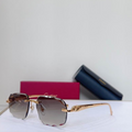 Crtir Glasses - Rimless Square Brown Gray Gradient Gold Panther