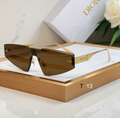 Dr Glasses - Gold Champagne Futuristic Rimless Sport Shield with Brown Lenses and Christian Dior Text