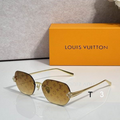 LV Glasses - Gold Frameless Hexagonal LV Monogram Brown Gradient Crystal Flower Lenses