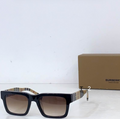 Burbry Glasses - Black Square Sunglasses Gradient Brown Lens Vintage Check Arms