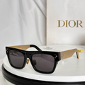 Dr Glasses - Black Oversized Square with Dark Gray Lenses and Gold Oblique Diamond Temples