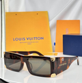 LV Glasses - Tortoise Wide Rectangle Millionaire Style Gold Hardware Dark Lenses