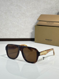 Burbry Glasses - Tortoise Pilot Sunglasses Brown Lens Check Arms