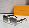 LV Glasses - Gold Semi-Rimless Oversized Square V Logo Gray Gradient Lenses