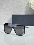 Dr Glasses - Navy Oversized Shield Mask with Dark Gray Lenses, White DIO Text and Crystal Temples