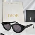Dr Glasses - Black Oval with Dark Gray-Purple Lenses and Black Floral Bead Hinge Decoration