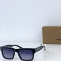 Burbry Glasses - Black Square Sunglasses Gradient Blue Lens Check Arms
