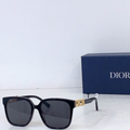 Dr Glasses - Black Large Square with Dark Gray Lenses and Gold Diamond-Studded DIOR Letter Temples