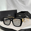 Dr Glasses - Black Oversized Square with Gray Oblique Monogram Lenses and Gold CD Wire Temples