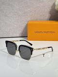 LV Glasses - Black Gold Browline Half-Rim LOUIS VUITTON Arms Dark Smoke Lenses