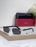 Crtir Glasses - Rimless Rectangular Dark Gray Silver Ribbed Black Arms