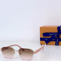 LV Glasses - Rose Gold Rimless Square Ornate Temple Gradient Brown Lenses