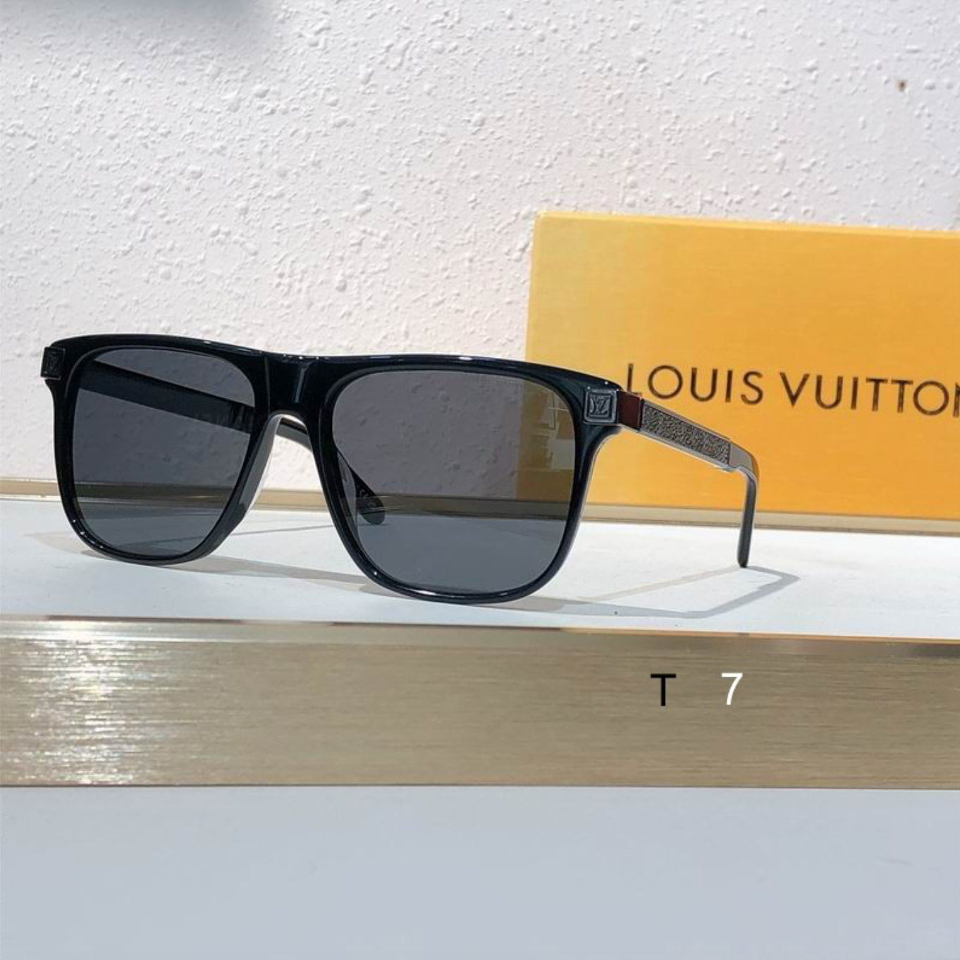 LV Glasses - Black Square LV Monogram Textured Temple Dark Smoke Lenses