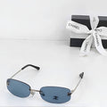 Chnel Glass - Blue Grey Rimless Rectangle Silver CC