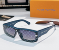 LV Glasses - Navy Blue Cyclops Shield LV Monogram Purple Blue Gradient Lenses