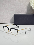 Dr Glasses - Black and Gold Square Browline Half-Rim with Clear Lenses