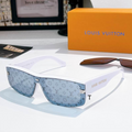 LV Glasses - White Shield Visor LV Monogram Blue Gray Patterned Lenses