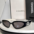Chnel Glass - Black Cat Eye White Trim