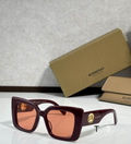 Burbry Glasses - Burgundy Square Sunglasses Coral Lens Gold Medallion