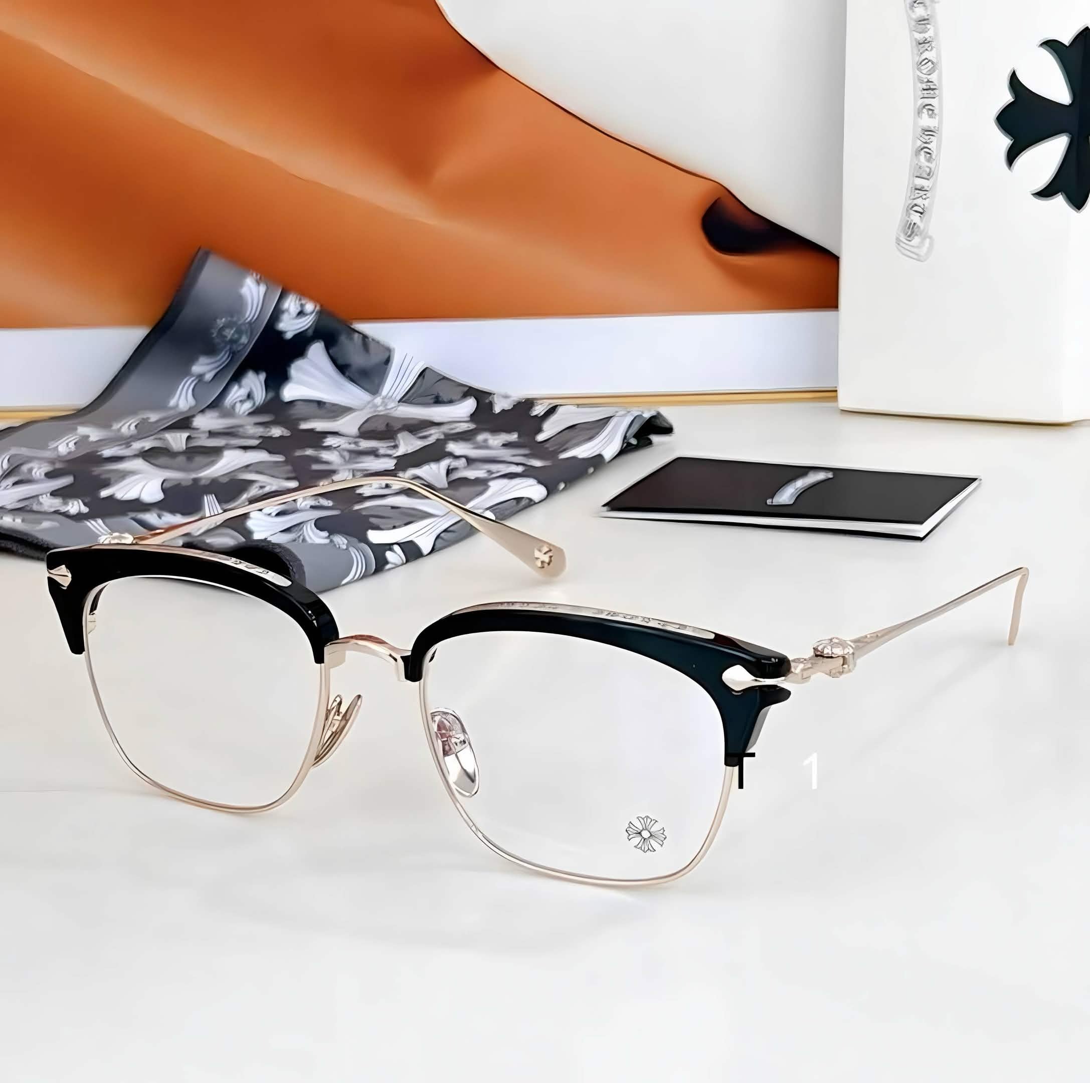 CH Glasses - Black Gold Browline Half-Rim