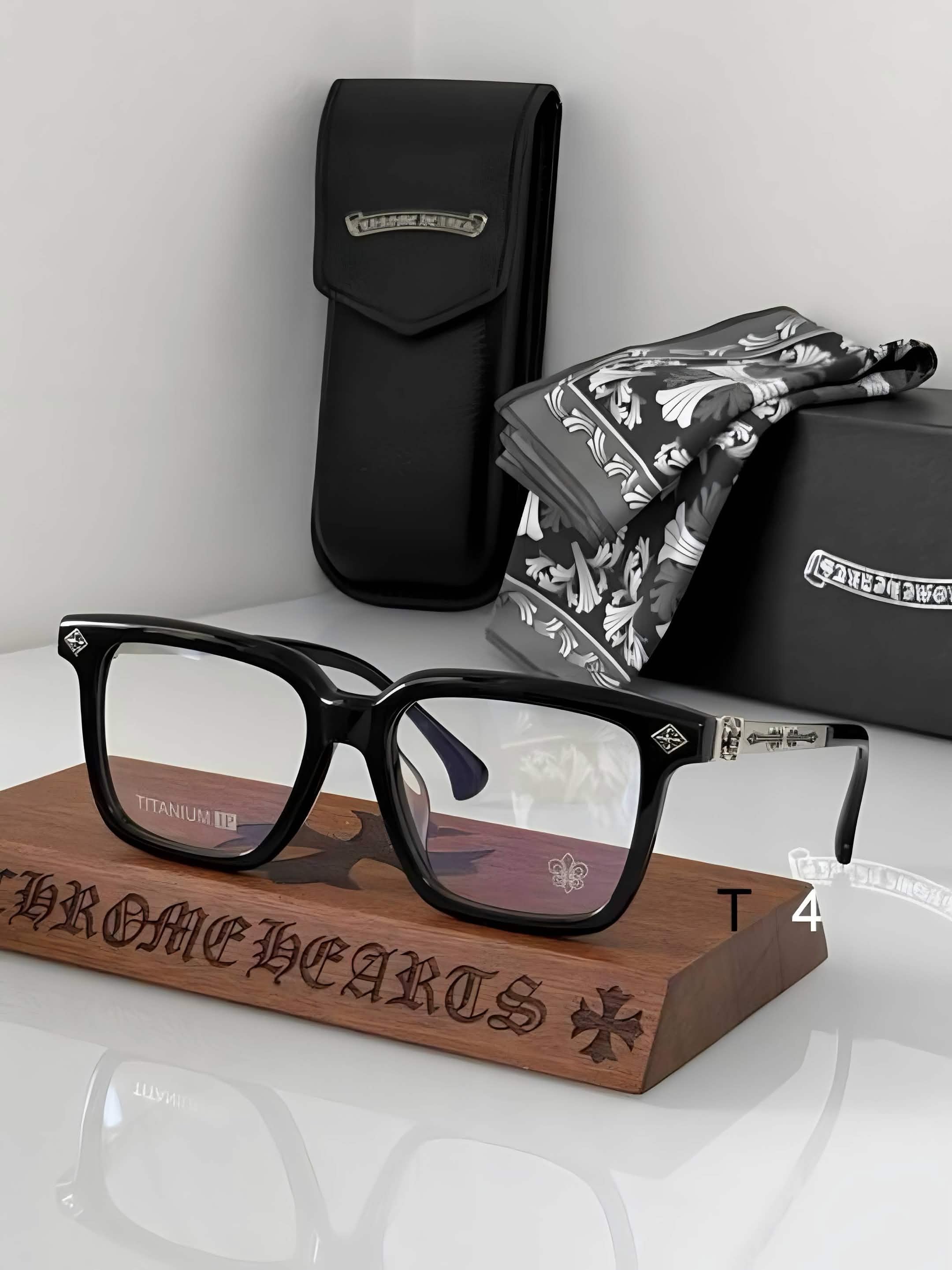 CH Glasses - Black Large Titanium Square