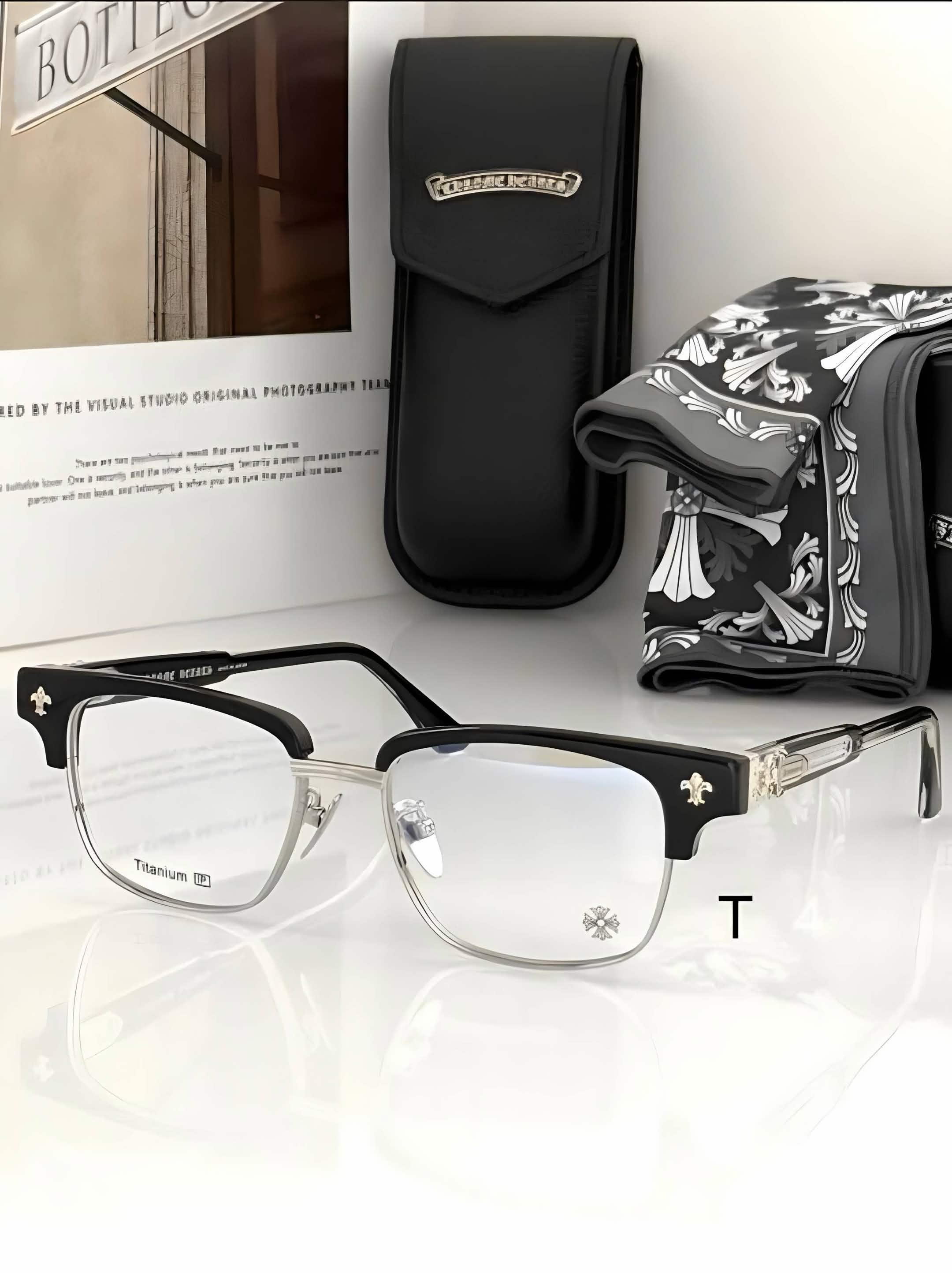 CH Glasses - Black Titanium Browline Silver