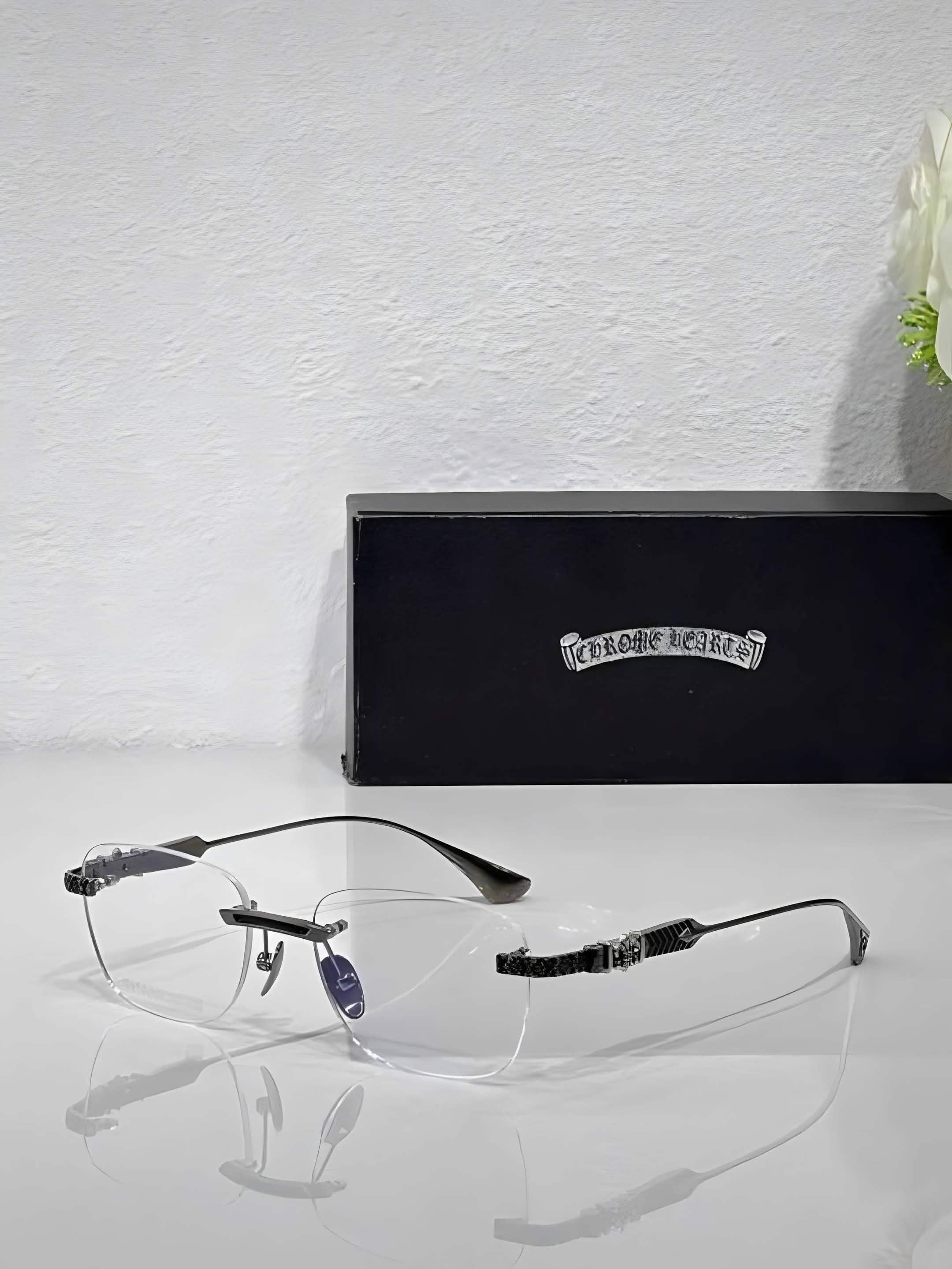 CH Glasses - Gunmetal Rimless Rectangular