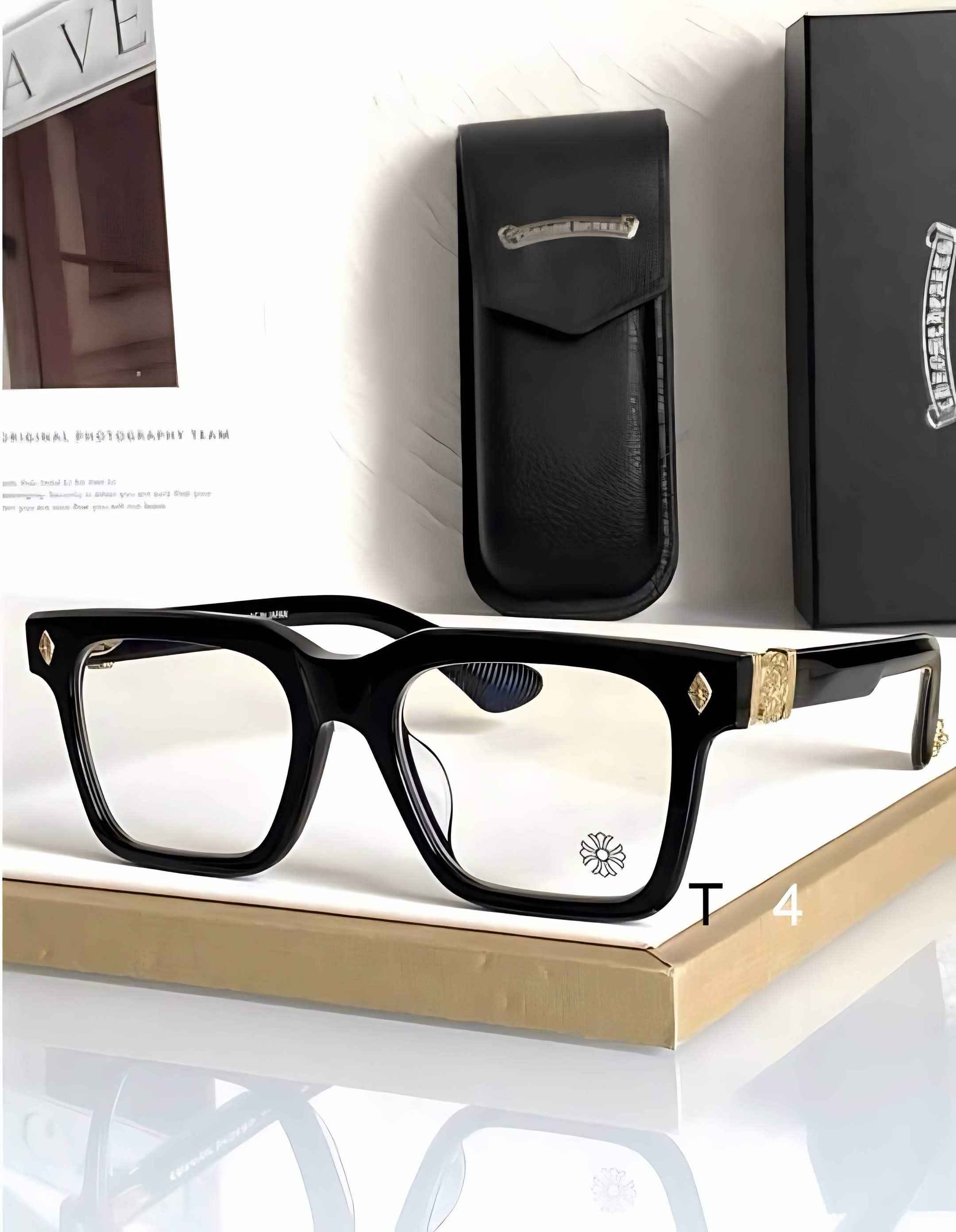 CH Glasses - Black Large Square Gold