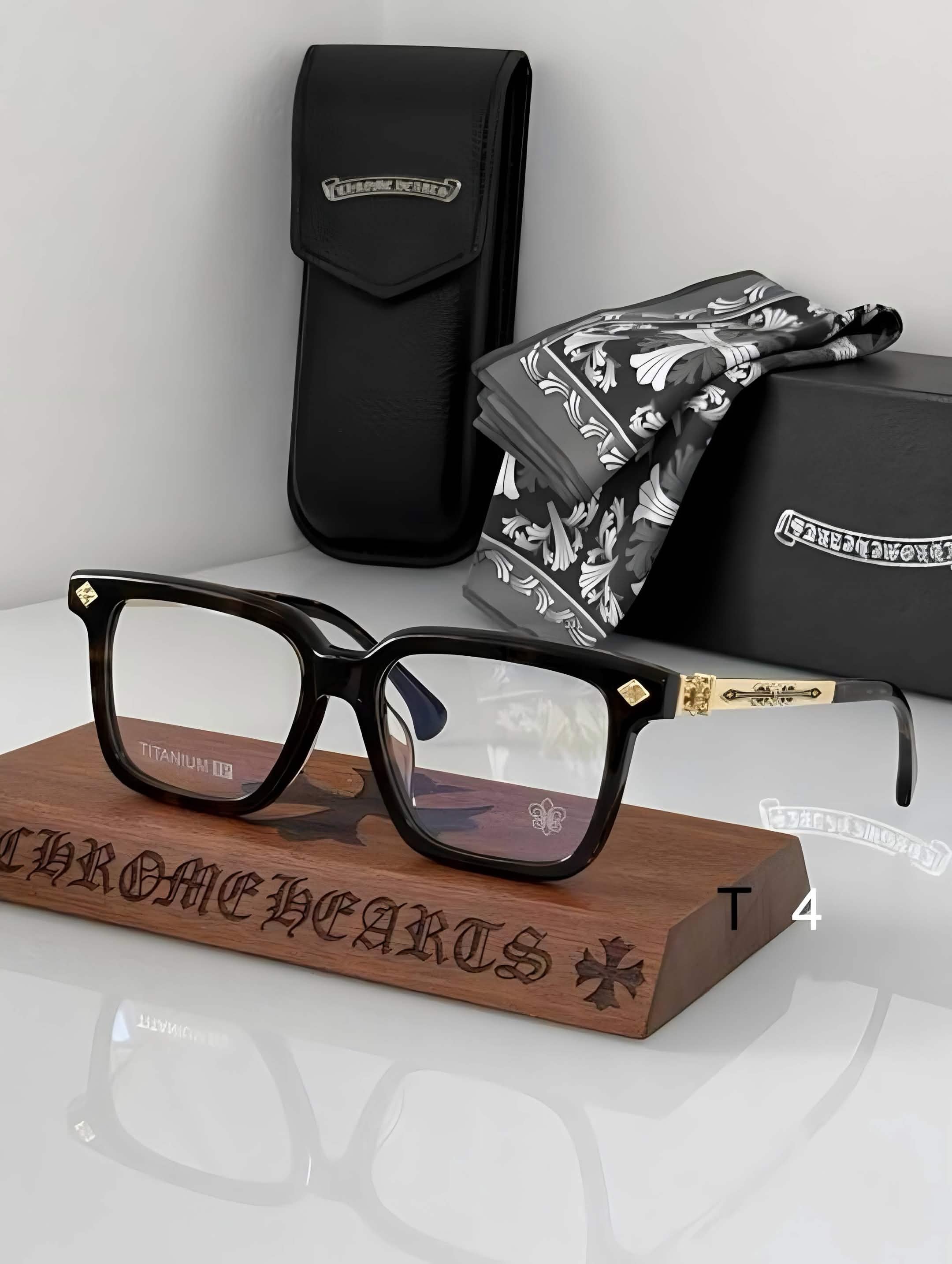CH Glasses - Black Titanium Square Gold