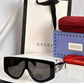 Gci Glasses - Black Flat-Top Shield Silver GG