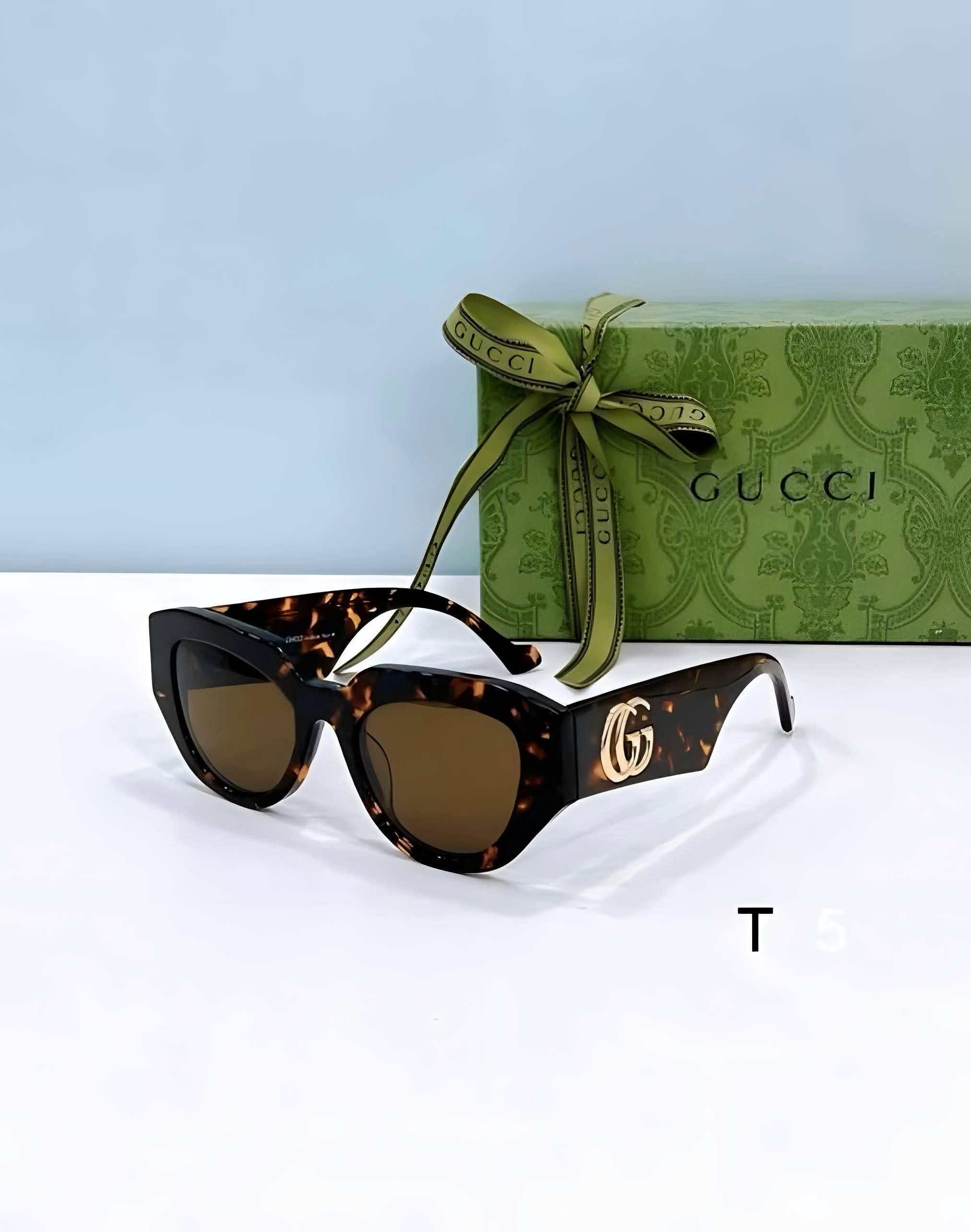 Gci Glasses - Tortoise Chunky Cat-Eye Brown Lens GG