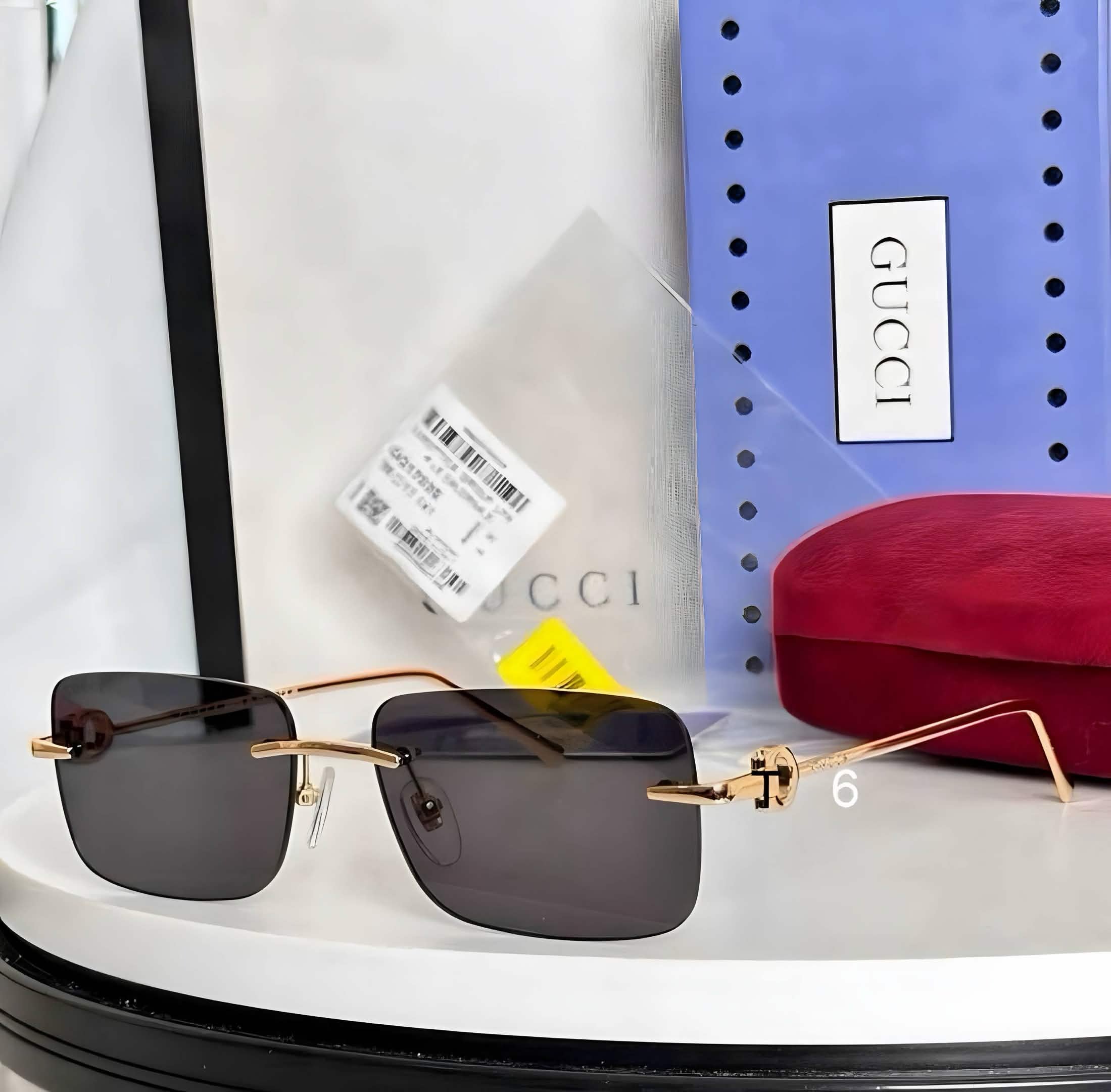 Gci Glasses - Rimless Rectangle Gold Dark Lens
