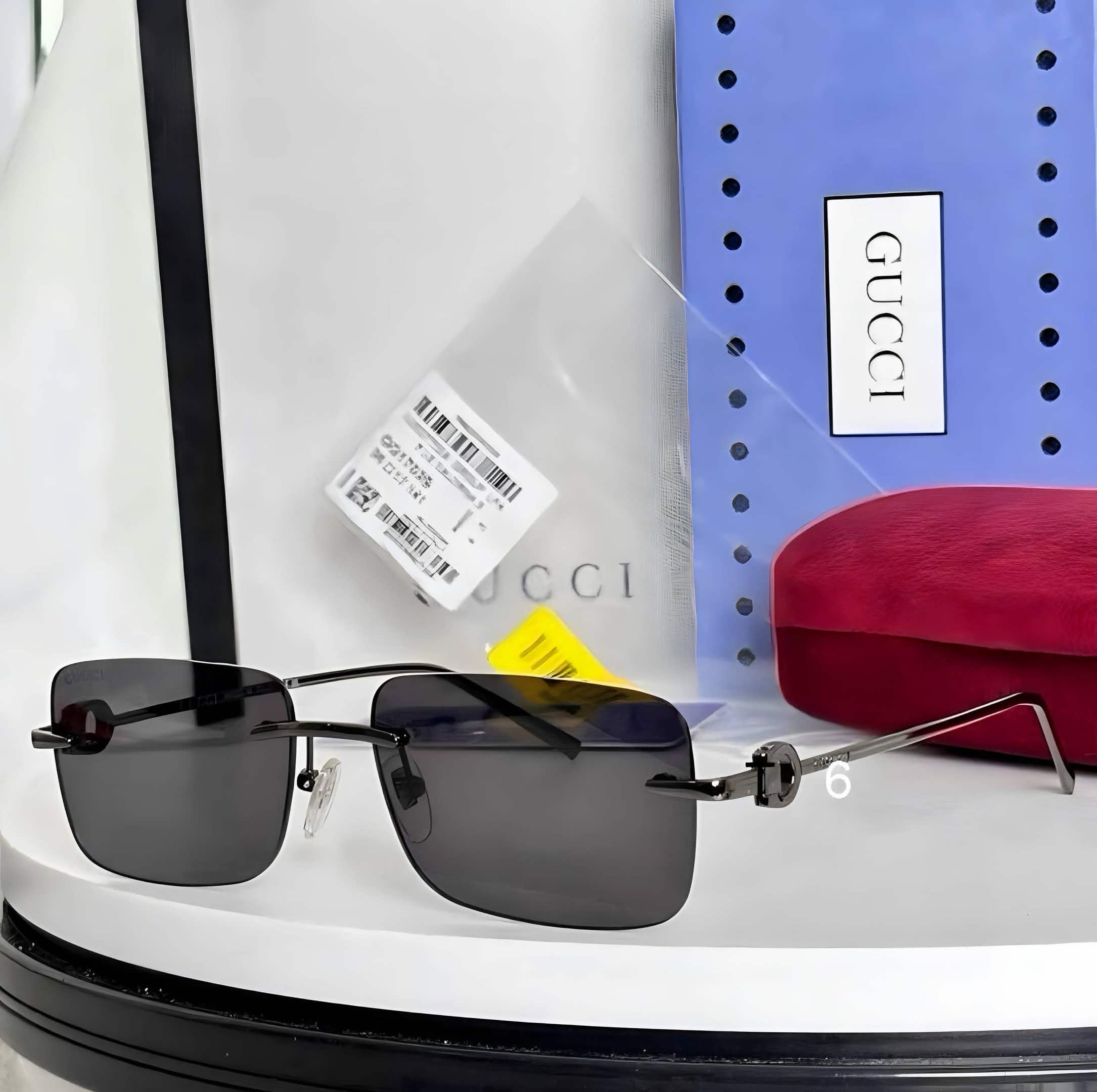 Gci Glasses - Rimless Rectangle Gunmetal Dark Lens