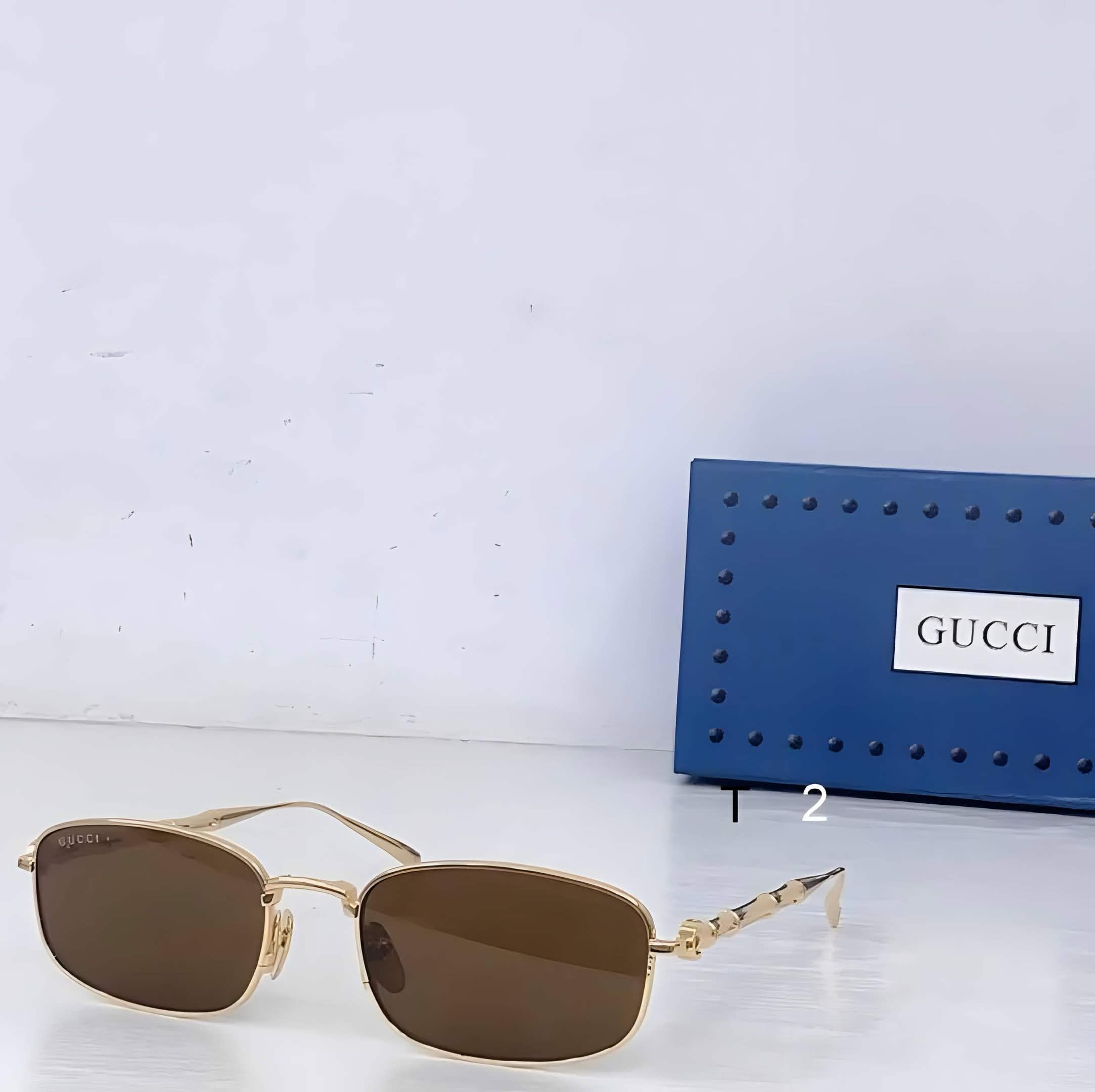 Gci Glasses - Gold Rectangle Brown Lens