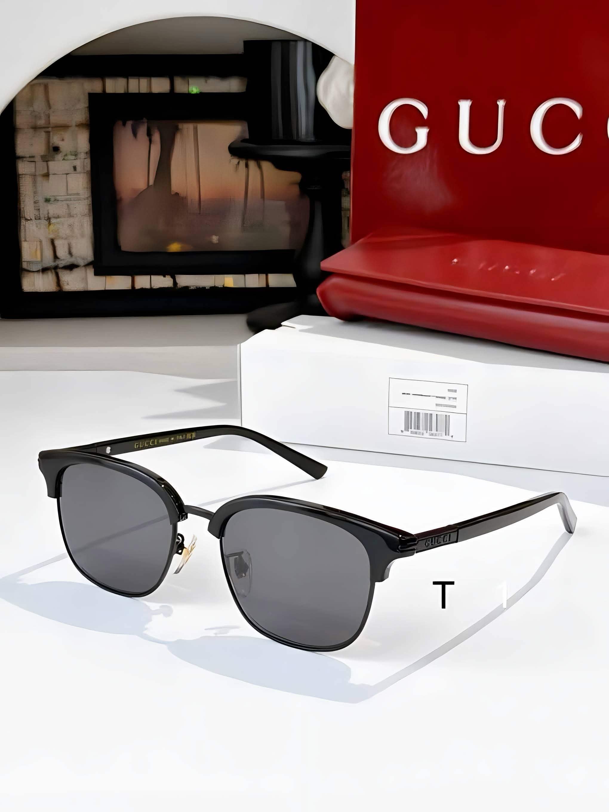 Gci Glasses - All-Black Clubmaster Half-Rim