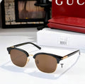 Gci Glasses - Black & Gold Clubmaster Brown Lens