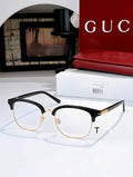 Gci Glasses - Black Gold Browline Half-Rim Clear Lenses