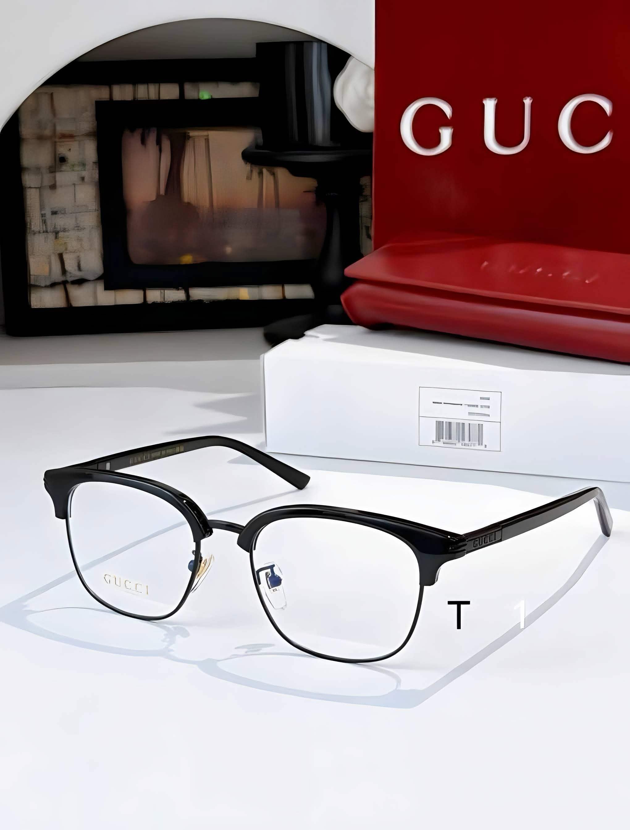 Gci Glasses - Black Browline Half-Rim Clear Lenses
