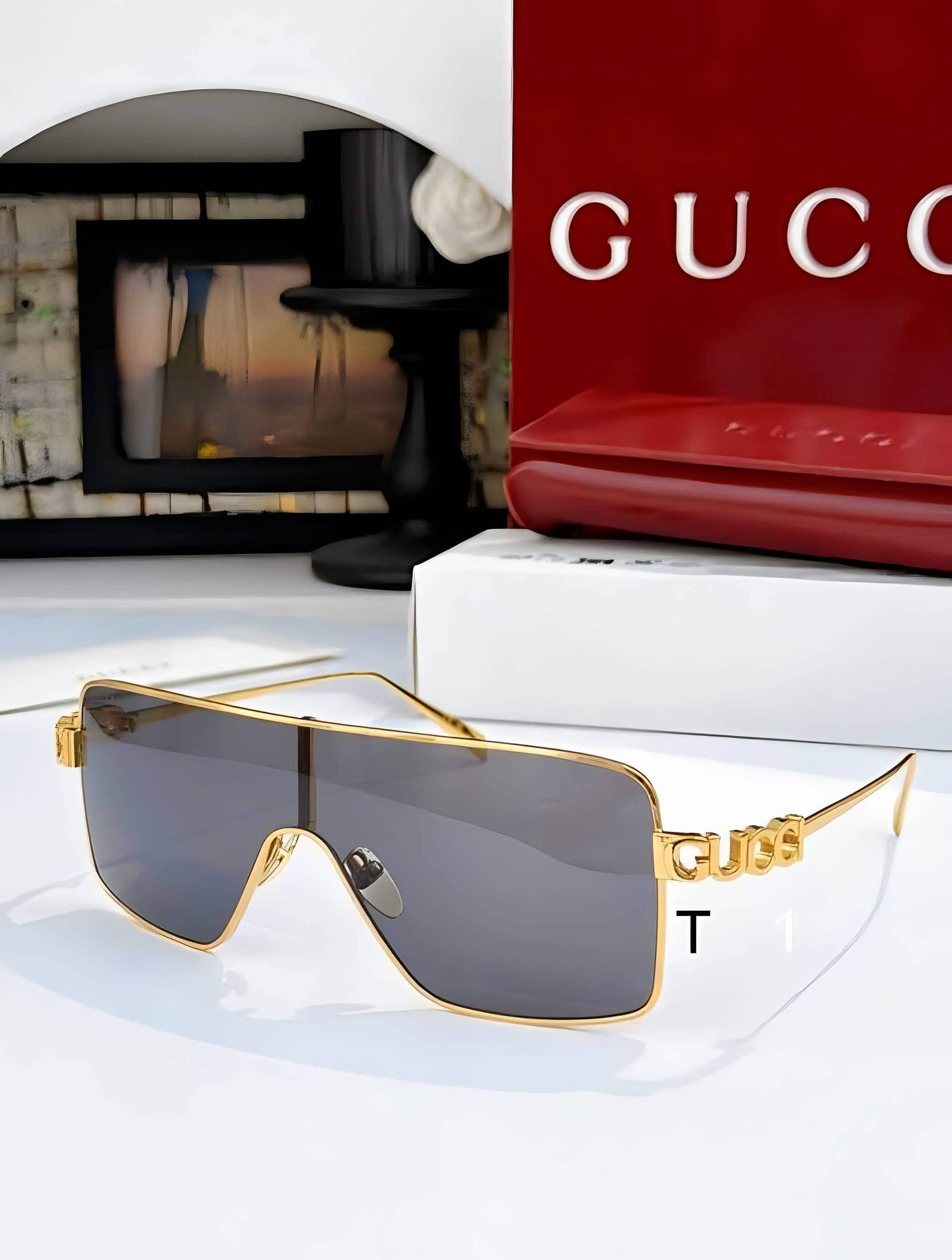Gci Glasses - Gold Shield Mask Dark Gray Lenses