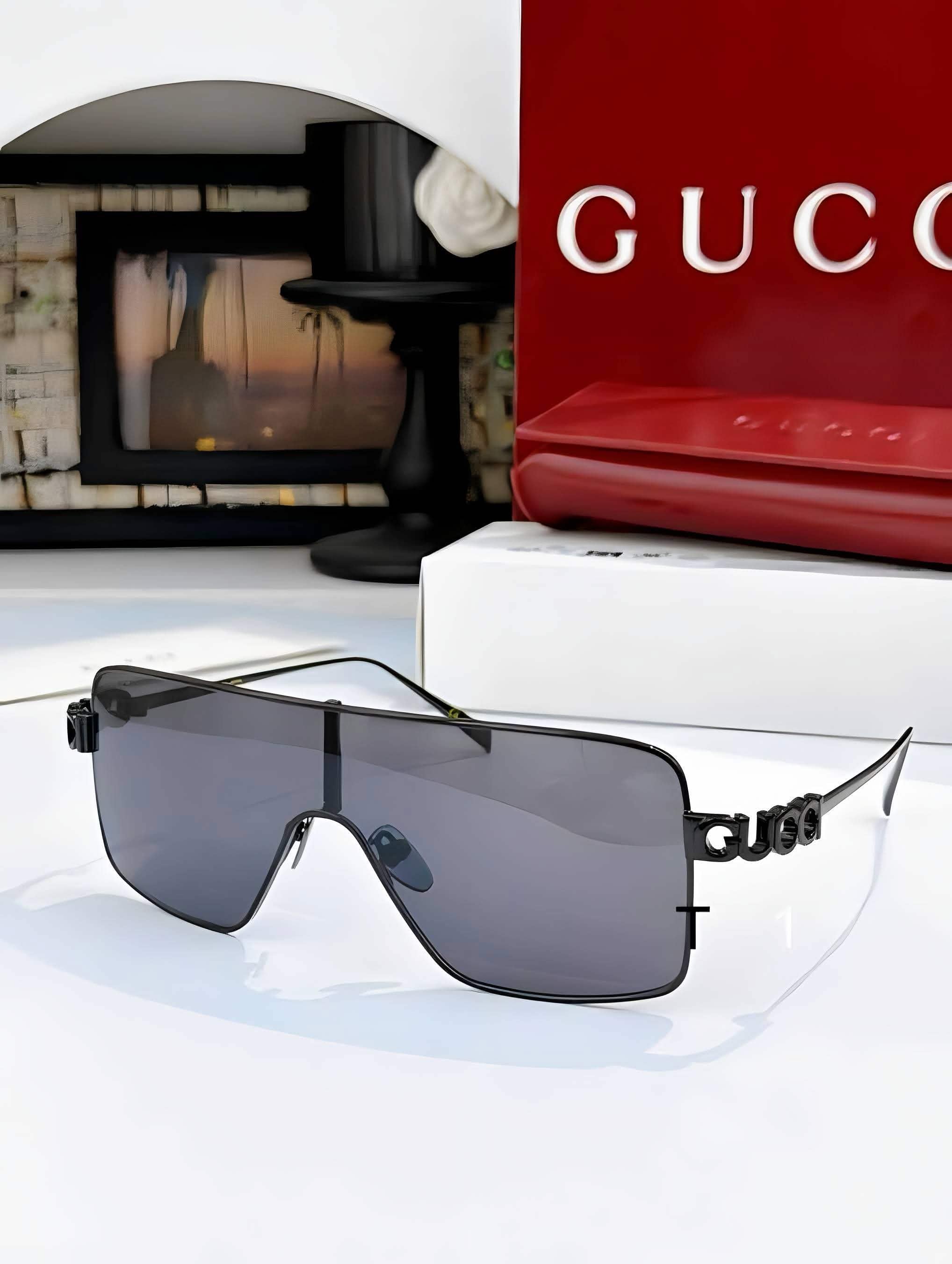 Gci Glasses - Black Shield Mask Dark Gray Lenses
