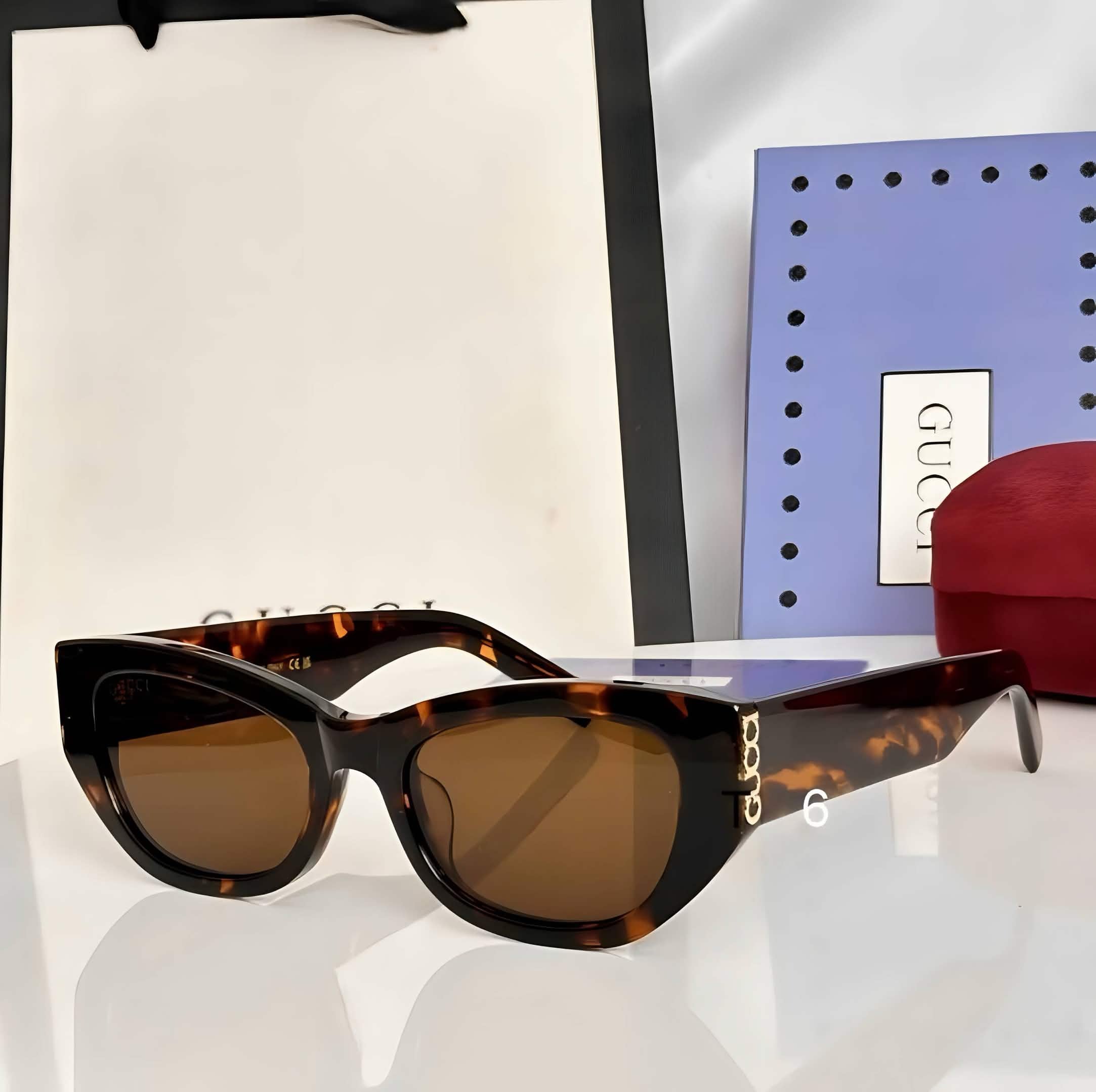 Gci Glasses - Tortoise Cat-Eye Gold Chain Temple Brown Lenses