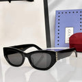 Gci Glasses - Black Cat-Eye Gold Chain Temple Dark Gray Lenses