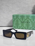 Gci Glasses - Black Square Gold GG Solid Brown Lenses