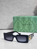 Gci Glasses - Black Square Gold GG Dark Gray Gradient Lenses