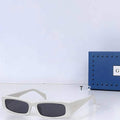Gci Glasses - White Slim Rectangle GUCCI Dark Gray Lenses