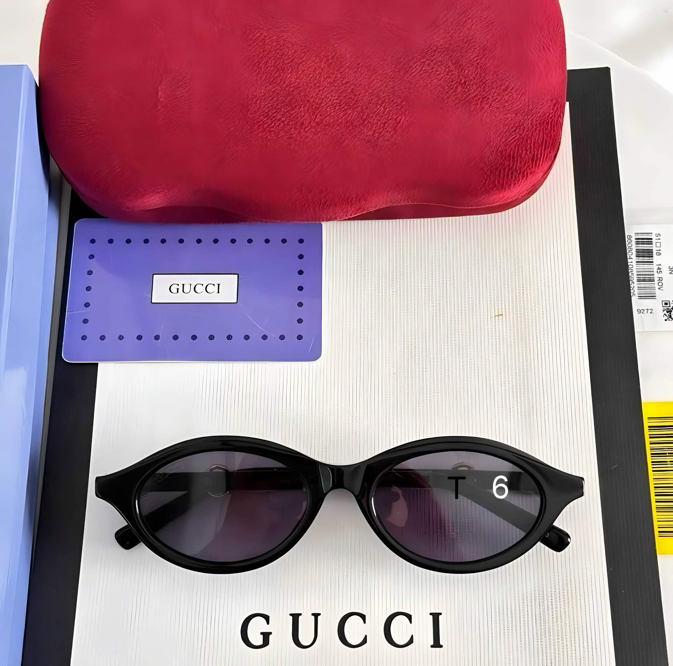 Gci Glasses - Black Oval Cat-Eye Dark Gray Lenses