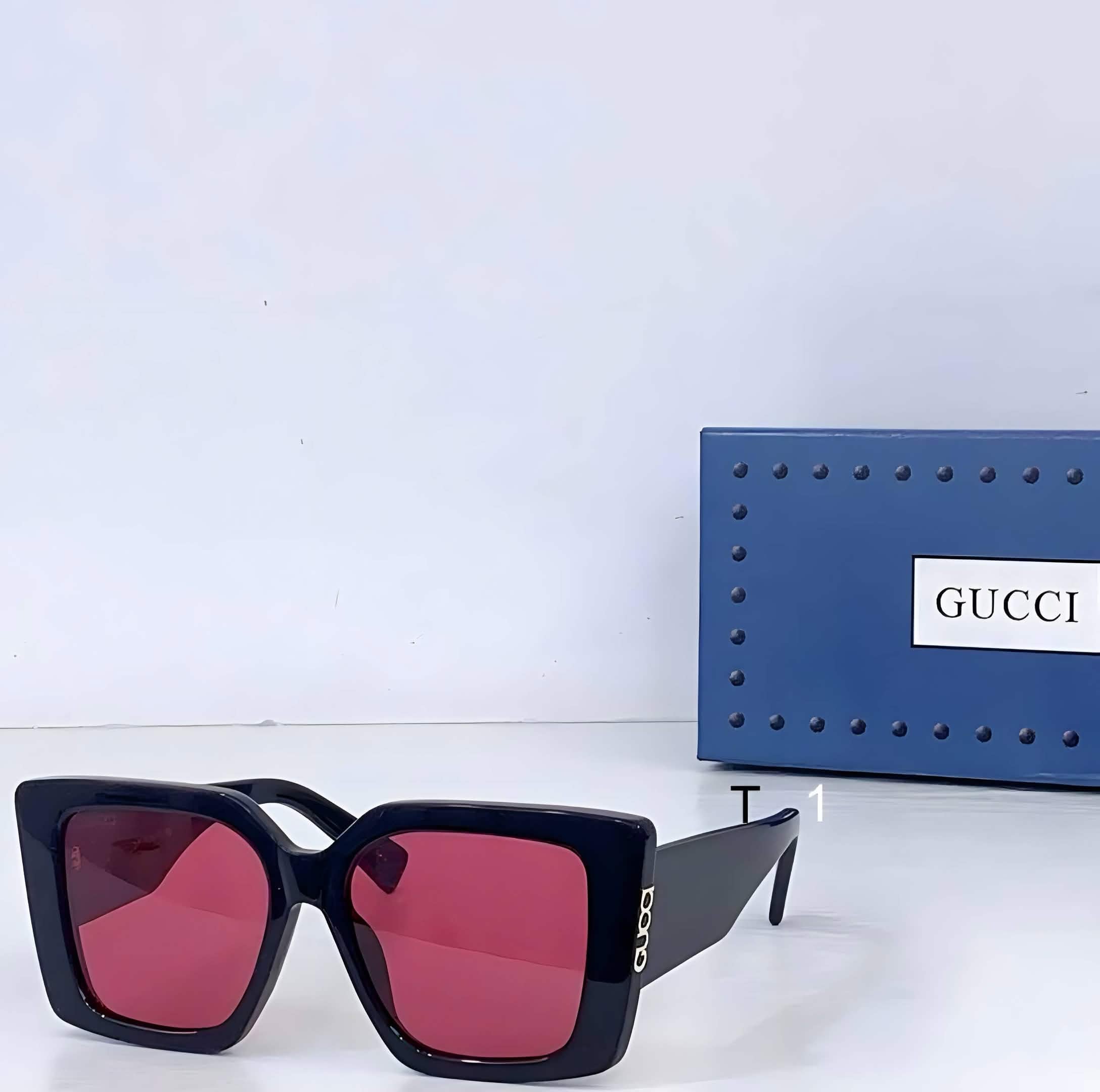 Gci Glasses - Black Oversized Square Silver Red Lenses