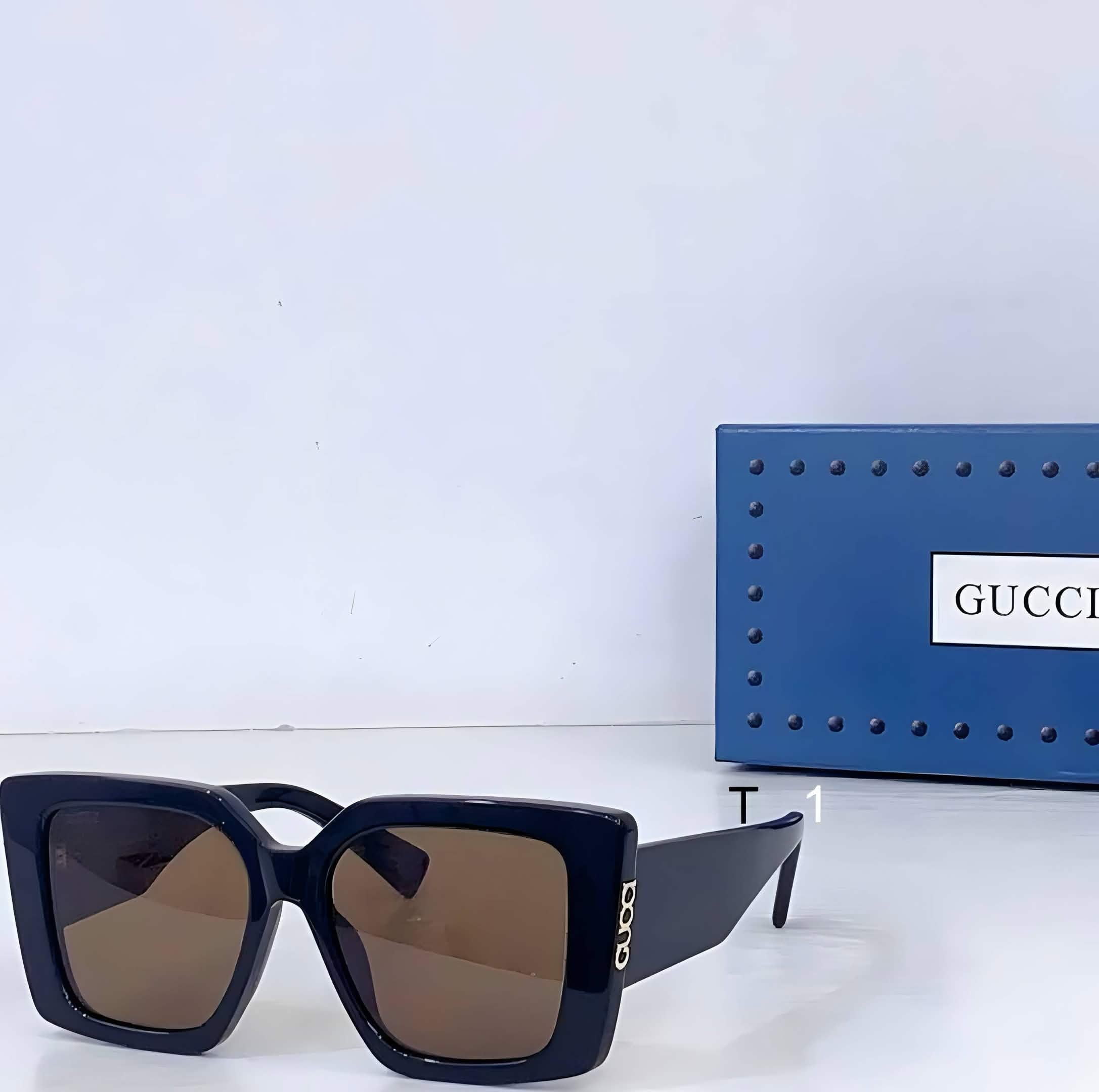 Gci Glasses - Black Oversized Square Silver Brown Lenses