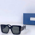 Gci Glasses - Black Oversized Square Silver Dark Gray Lenses