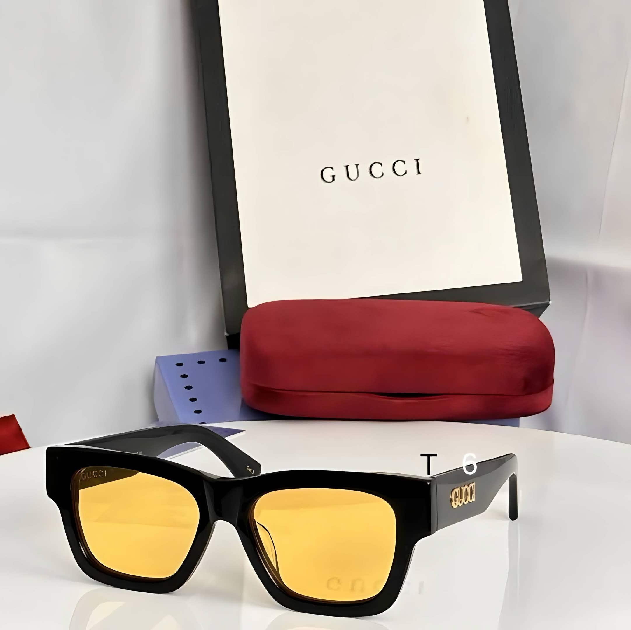 Gci Glasses - Black Square Gold Yellow Lenses